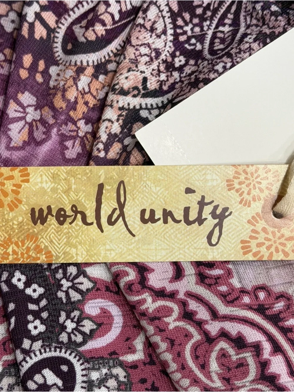 Unity World Fairy Tunic Top Womens L Purple Paisley Pleated Babydoll Hankerchief - Picture 5 of 9